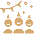 Celebration icons with party banner